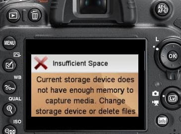 Manage with existing Camera memory card - Insufficient Space