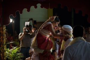Candid Indian Wedding - exchanging garland