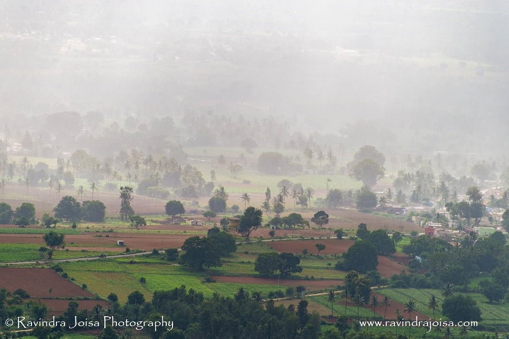 view from Makalidurga hill of rainfall
