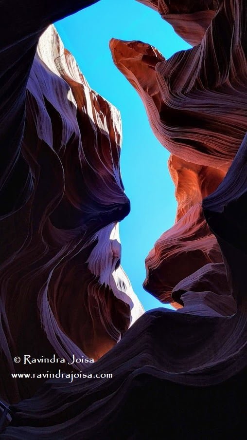 The pattern and design formation and the opening on top - Lower Antelope Canyon